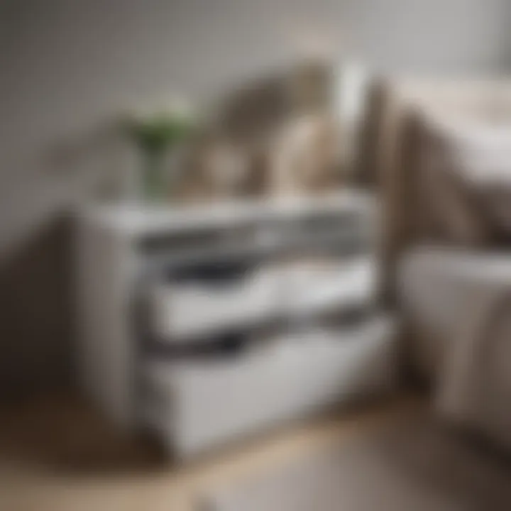 A well-organized bedroom featuring storage boxes integrated seamlessly into the decor