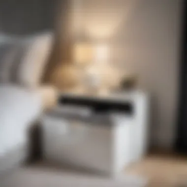 Stylish bedroom storage box with a lid placed elegantly on a bedside table