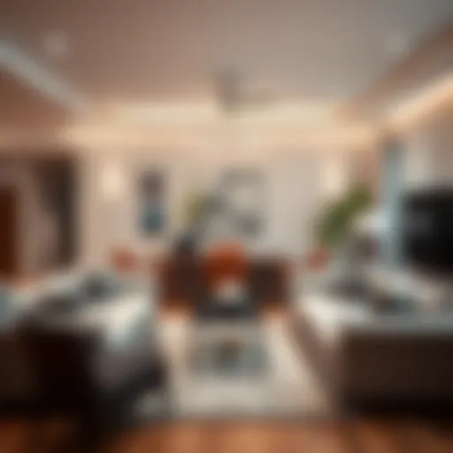 Contemporary living room with stylish furniture