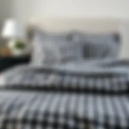 Elegant black and white gingham bed set showcasing modern decor
