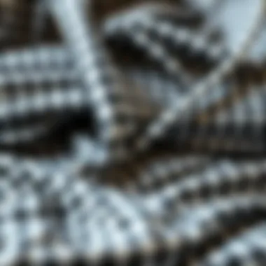 Gingham Fabric Selection Artistic arrangement of black and white gingham fabric swatches