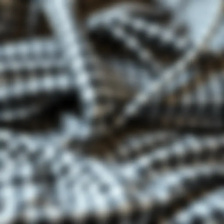 Gingham Fabric Selection Artistic arrangement of black and white gingham fabric swatches