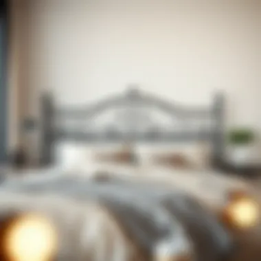 Elegant Design in Modern Bedroom Elegant black iron full size headboard in a modern bedroom setting