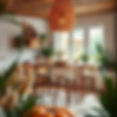 Warm Atmosphere with Boho Bar Stools A cozy dining area featuring boho bar stools and natural decor