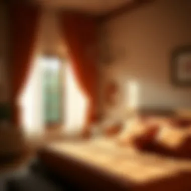 Burnt orange curtains complementing a cozy bedroom setting