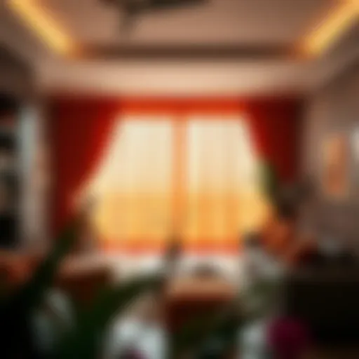 Elegant burnt orange curtains draping a modern living room