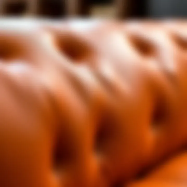 Durable Texture of Orange Faux Leather Close-up of orange faux leather texture showcasing durability
