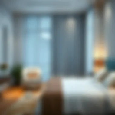 Stylish Bedroom with Crystal Curtains Installation Installation of crystal curtains in a stylish bedroom