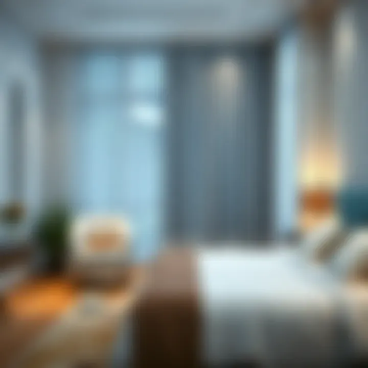 Stylish Bedroom with Crystal Curtains Installation Installation of crystal curtains in a stylish bedroom