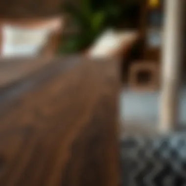 Close-up of dark wood texture showcasing craftsmanship and design