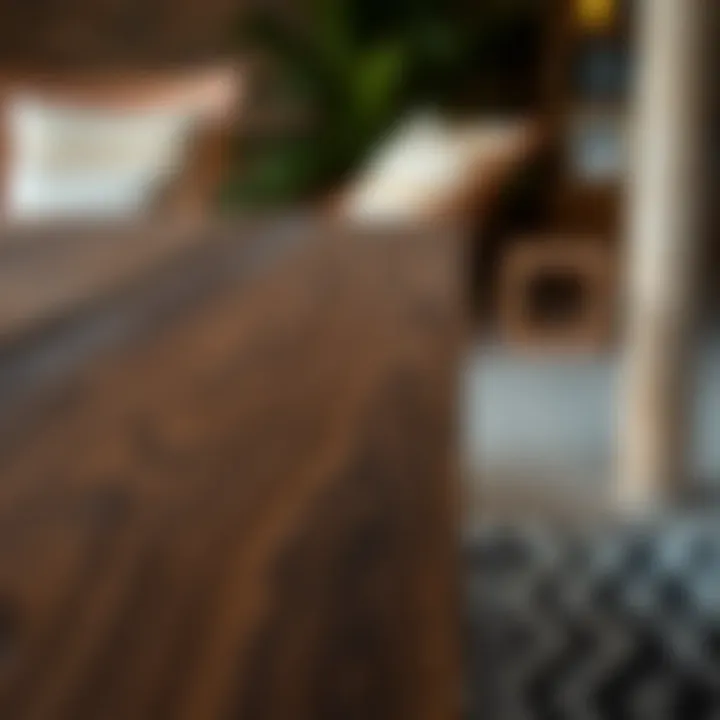 Close-up of dark wood texture showcasing craftsmanship and design