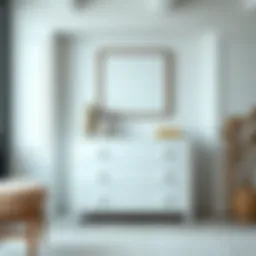 Minimalist white dresser with smooth finish