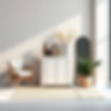 Artful Arrangement Featuring a Knobless Dresser Stylish arrangement showcasing a knobless white dresser