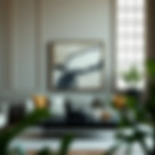 Elegant display of a 36 by 36 frame showcasing abstract art