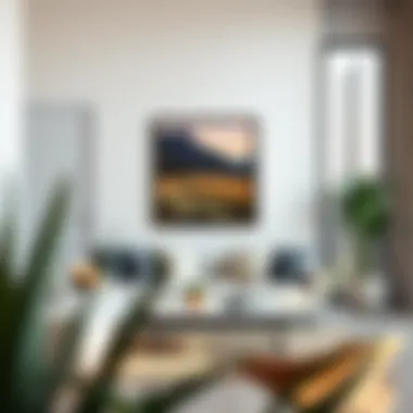 Framing Nature in Contemporary Spaces A modern living space featuring a 36 by 36 frame with a vibrant landscape