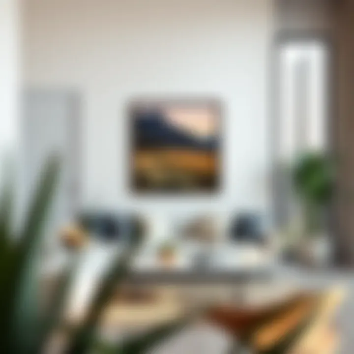 Framing Nature in Contemporary Spaces A modern living space featuring a 36 by 36 frame with a vibrant landscape