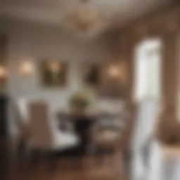 Elegant dining room setup featuring stylish seat covers