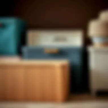 Diverse Materials and Textures of Dröna Boxes Close-up of Dröna storage boxes showcasing various materials and textures.