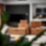 Sophisticated arrangement of Dröna storage boxes in a modern living room setting.