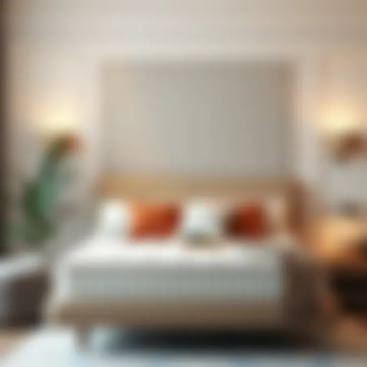 Aesthetic arrangement of a bedroom featuring a firm mattress with soft top