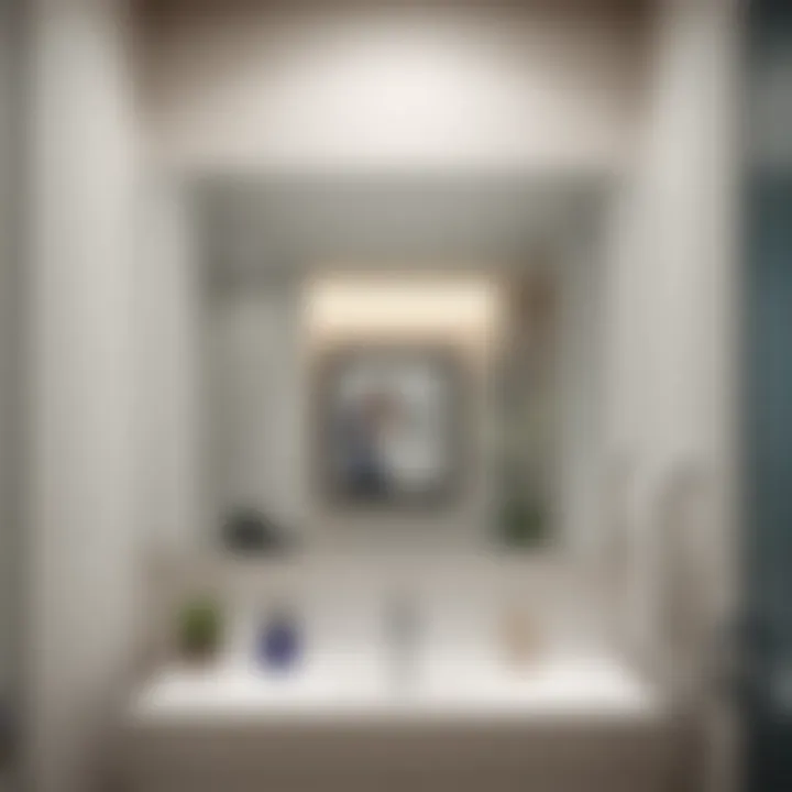 Sleek recessed medicine cabinet with a beveled mirror reflecting modern bathroom decor