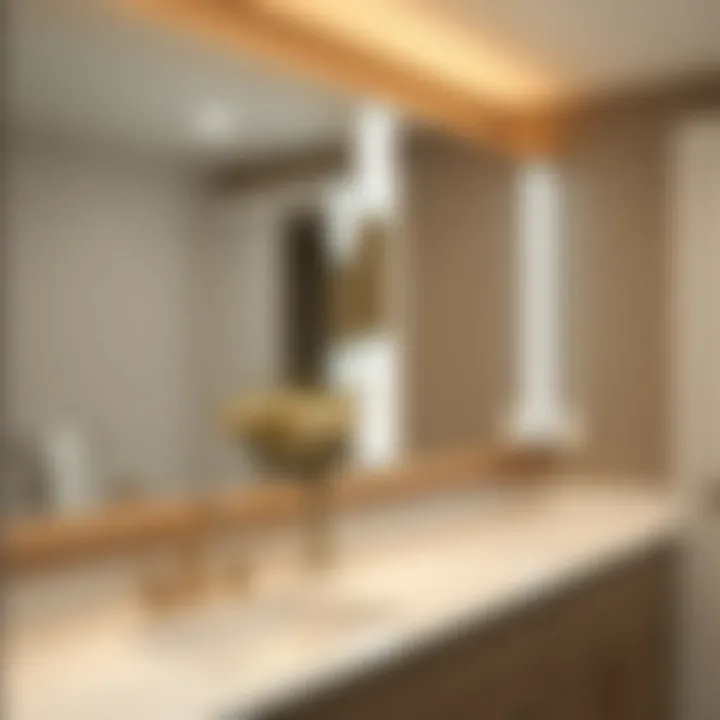 Innovative design showcasing different materials for recessed cabinets and beveled mirrors