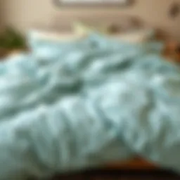Elegant aqua comforter spread across a cozy bed