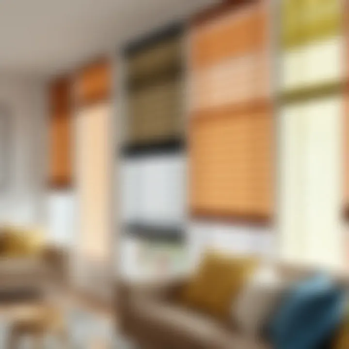 Various color options of faux wood blinds displayed