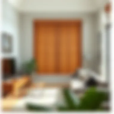 Elegant faux wood blinds in a modern living room