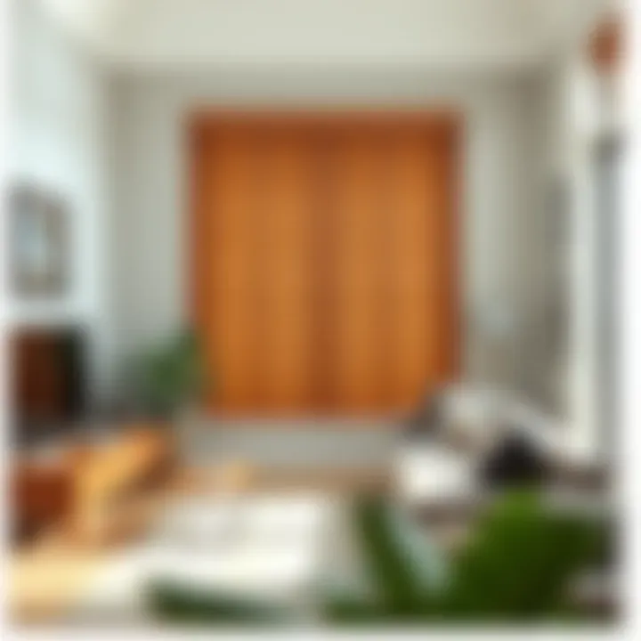 Elegant faux wood blinds in a modern living room