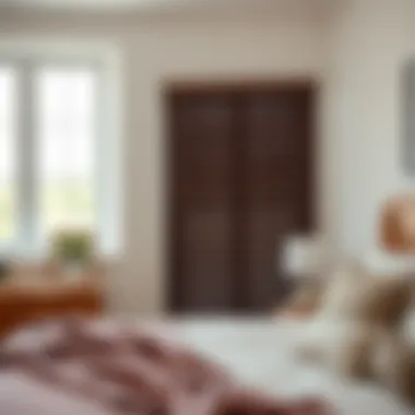 Faux wood blinds enhancing natural light in a stylish bedroom