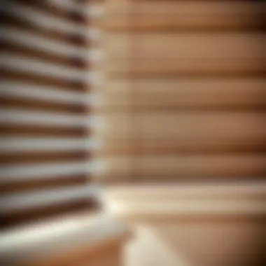 Close-up of faux wood blinds showcasing texture and finish