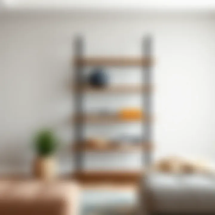 Freestanding rack showcasing diverse materials and textures