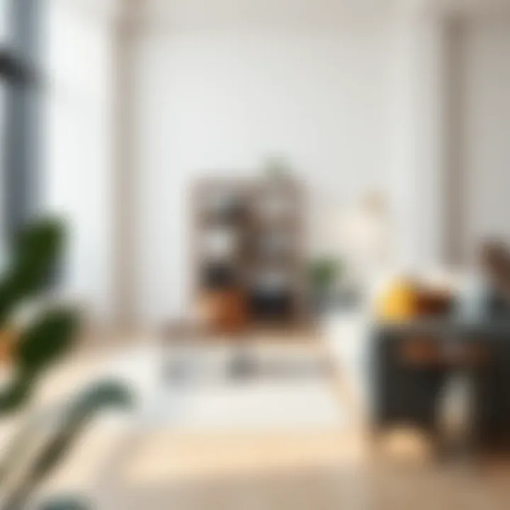 Stylish freestanding rack in a modern living room setting