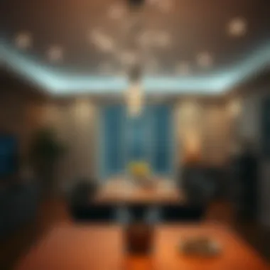 Setting the Mood: LED String Lights Over Dining Areas Creative arrangement of LED string lights above a dining table