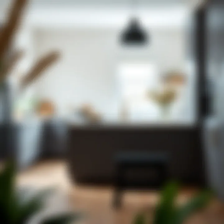 Stylish Black Kitchen Step Stool in Modern Setting Elegant black kitchen step stool enhancing modern decor