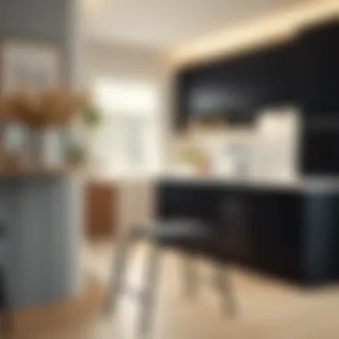 Black Step Stool Blending with Stylish Kitchen Decor Black kitchen step stool integrated into a chic kitchen