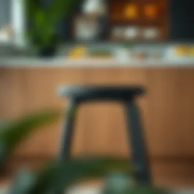Highlighting Safety Features of a Black Kitchen Stool Safety features of a black kitchen step stool highlighted