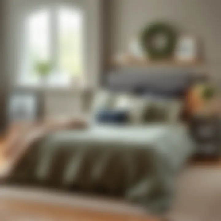 Complementary Decor with Grey Green Duvet Cover Grey green duvet cover paired with complementary decor elements