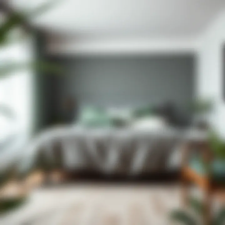 Modern Bedroom with Grey Green Duvet Cover Elegant grey green duvet cover styled in a modern bedroom setting