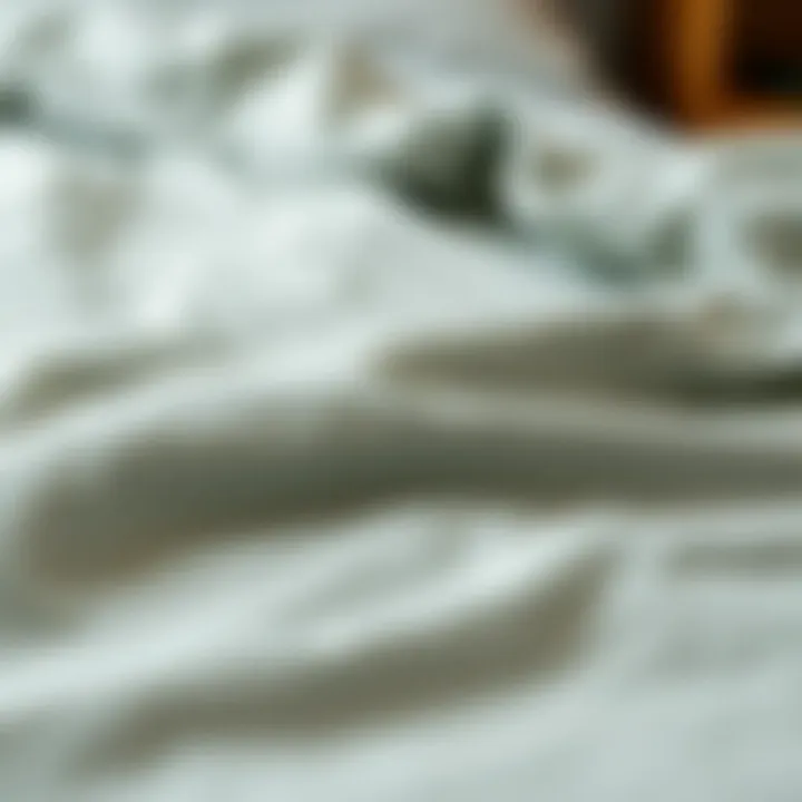 Texture of Grey Green Duvet Cover Close-up of the texture and material of a grey green duvet cover