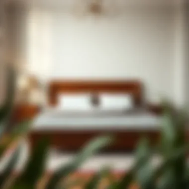 Luxurious Wooden King Bed Frame Luxurious wooden king bed frame in a modern bedroom setting