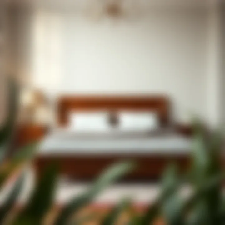 Luxurious Wooden King Bed Frame Luxurious wooden king bed frame in a modern bedroom setting