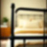 Detailed view of metal bed rail design