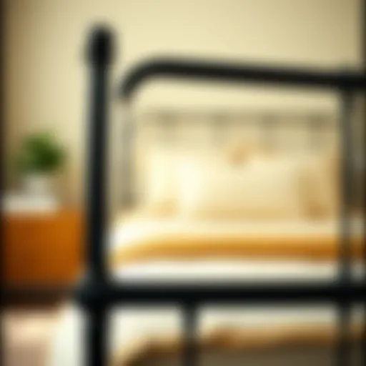Detailed view of metal bed rail design
