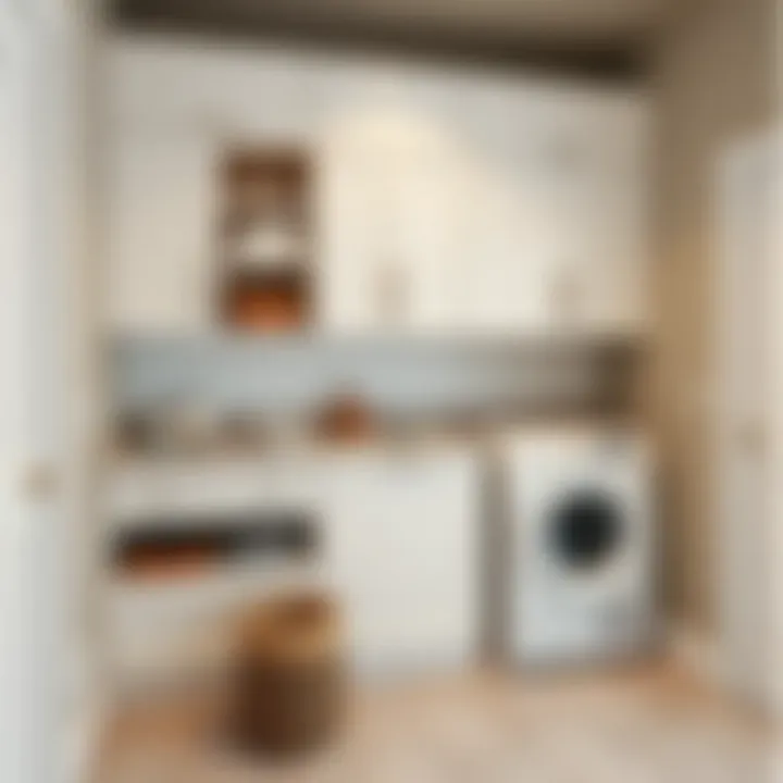 Innovative Functional Wall Unit Design Functional laundry room wall unit showcasing an innovative design with integrated shelving and utility space