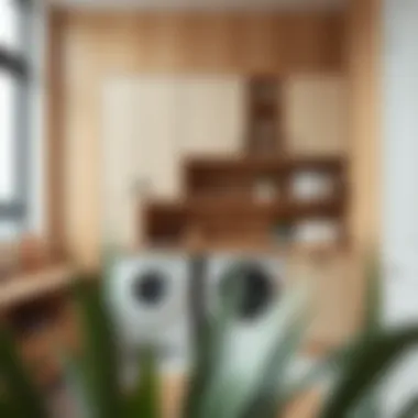 Eco-Friendly Trendy Wall Unit Trendy laundry room wall unit crafted from sustainable materials, emphasizing eco-friendly design