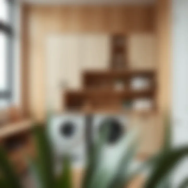 Eco-Friendly Trendy Wall Unit Trendy laundry room wall unit crafted from sustainable materials, emphasizing eco-friendly design