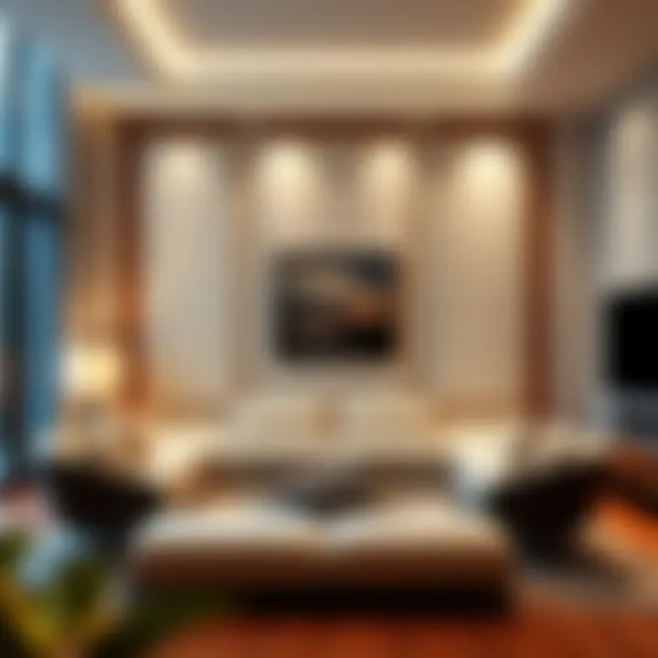 Elegant living room illuminated with diffuser panels