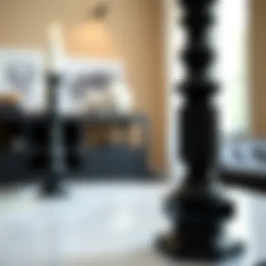 Close-up of a unique black candlestick design